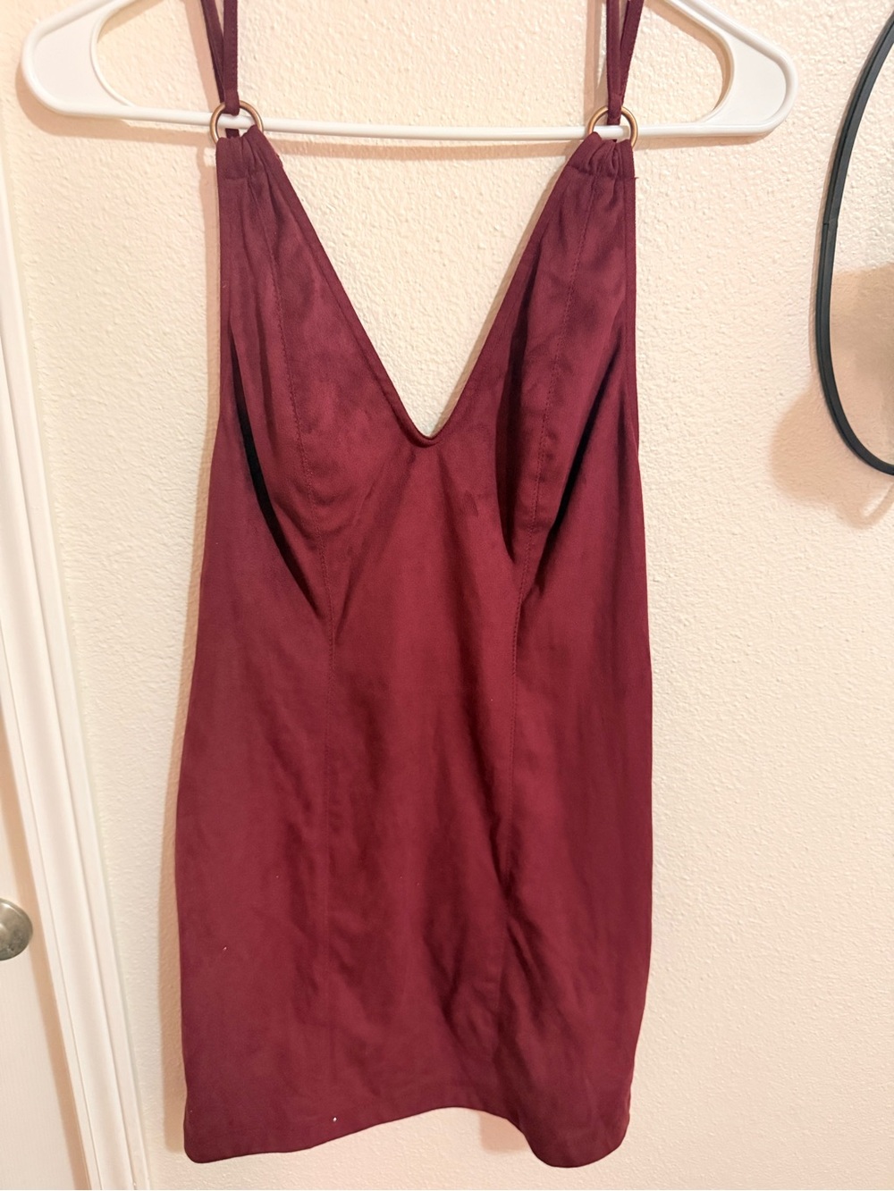 Free People Deep V Burgundy Mini Slip Dress